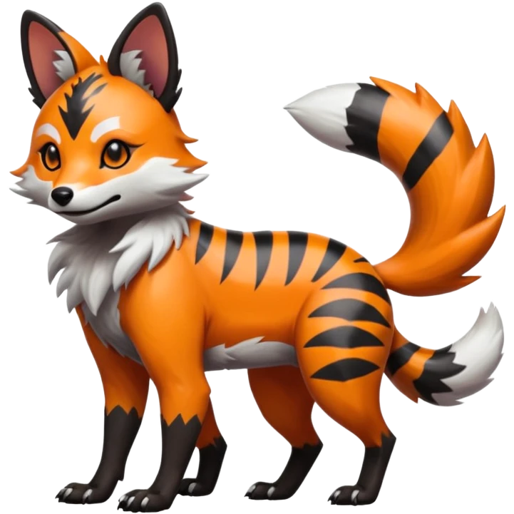 Shiny Neon Glossy Silvally-Aardwolf-Tanuki-Genet-Bobcat-fusion-animal-hybrid-creature, full body emoji