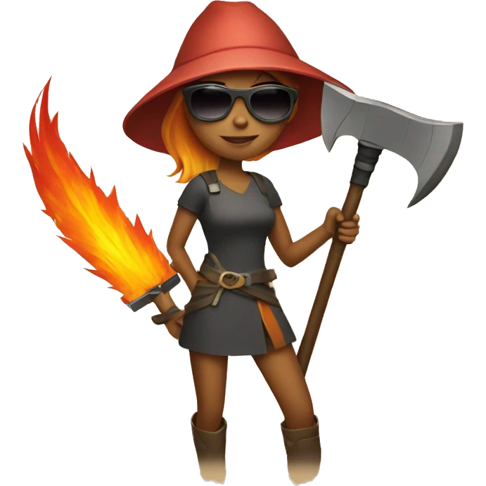 girl with sunglasses holding fire axe  emoji