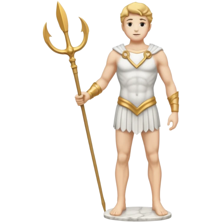 a marble man statue full body holding trident emoji