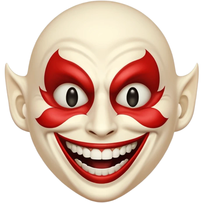 Una cara con risa malvada quitándose una máscara con una sonrisa agradable  emoji