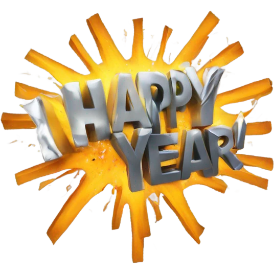 Exploding text of Happy New Year emoji