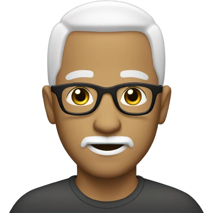Bald man white goatee beard black eyes and glasses  emoji