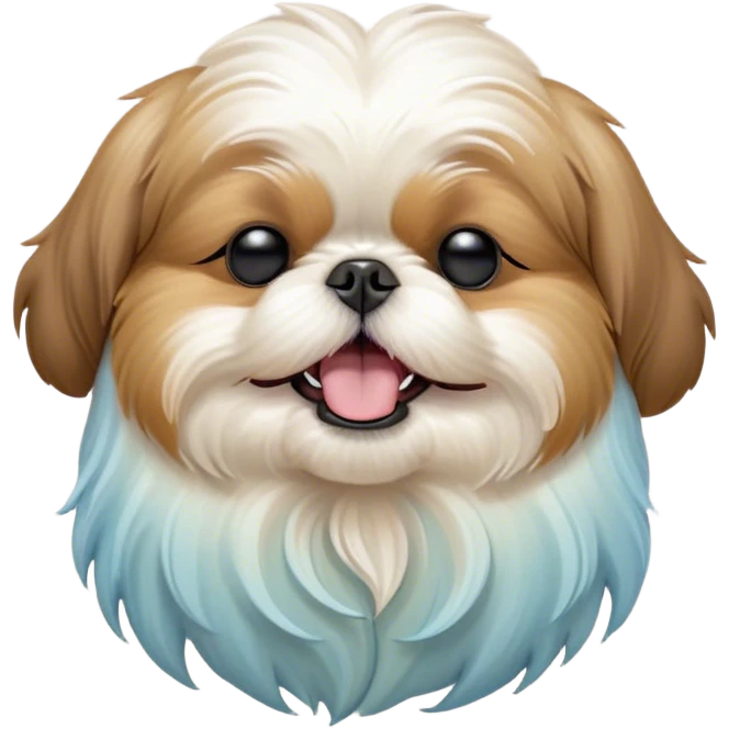 Cinematic Cute Yawning Shih Tzu Portrait Emoji, Head gently tilted with an irresistibly cute yawn and sleepy, half-closed eyes, showcasing a luxurious, fluffy fur in gentle pastel tones, simplified yet endearingly detailed, glowing with a soft, drowsy radiance, high shine, exuding tender, sleepy charm, styled with a delicate, soft glowing outline, capturing the essence of a Shih Tzu caught in a moment of adorable, sleepy bliss! emoji