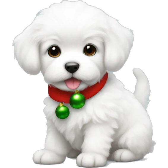 Cutest fluffy white puppy wearing Christmas outfit  emoji
