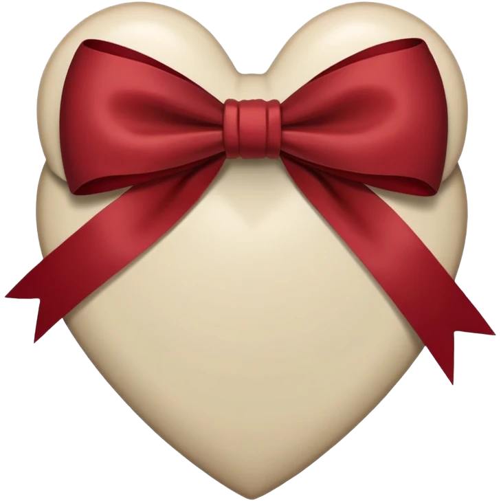 Beige heart with dark red bow emoji