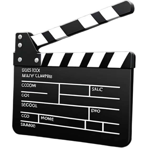 super minimalist clapperboard, clean lines, basic geometric shapes only, monochromatic design emoji