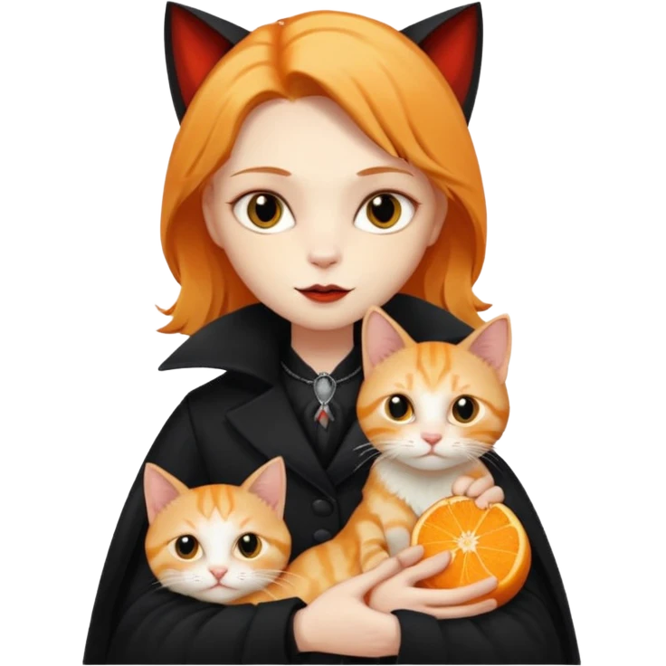 vampire cradling orange tabby emoji
