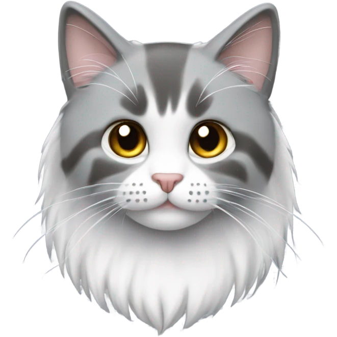 gato gris y blanco peludo emoji