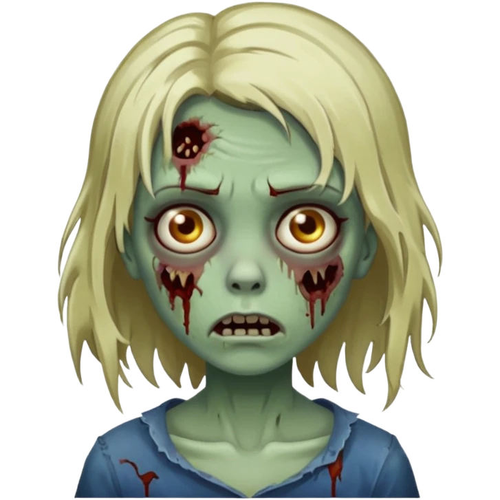 uma garota zumbi de cabelos médios perto emoji