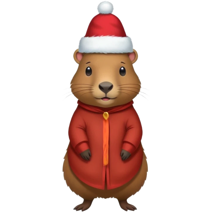 A full-length capybara wearing a New Year's hat emoji