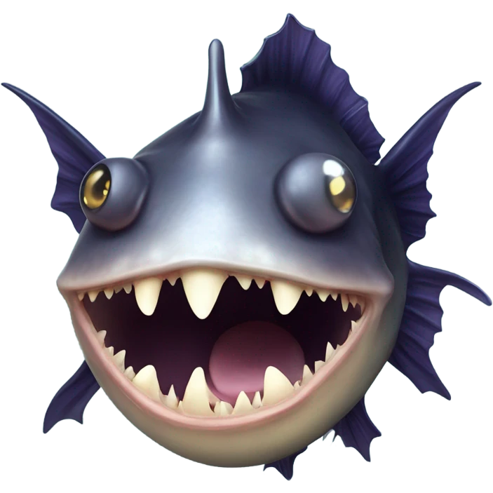 Anglerfish with glowing lure, sharp teeth, and big eyes. emoji