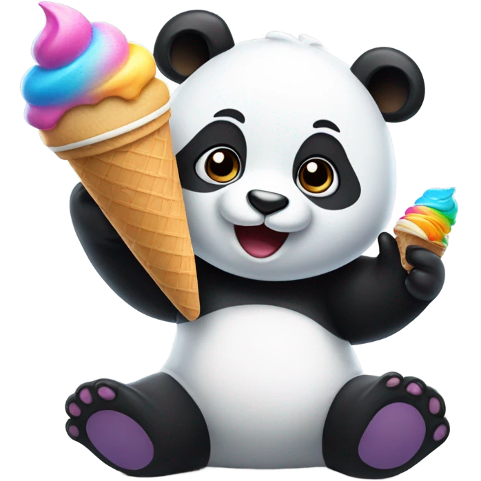 Panda eating ice cream emoji