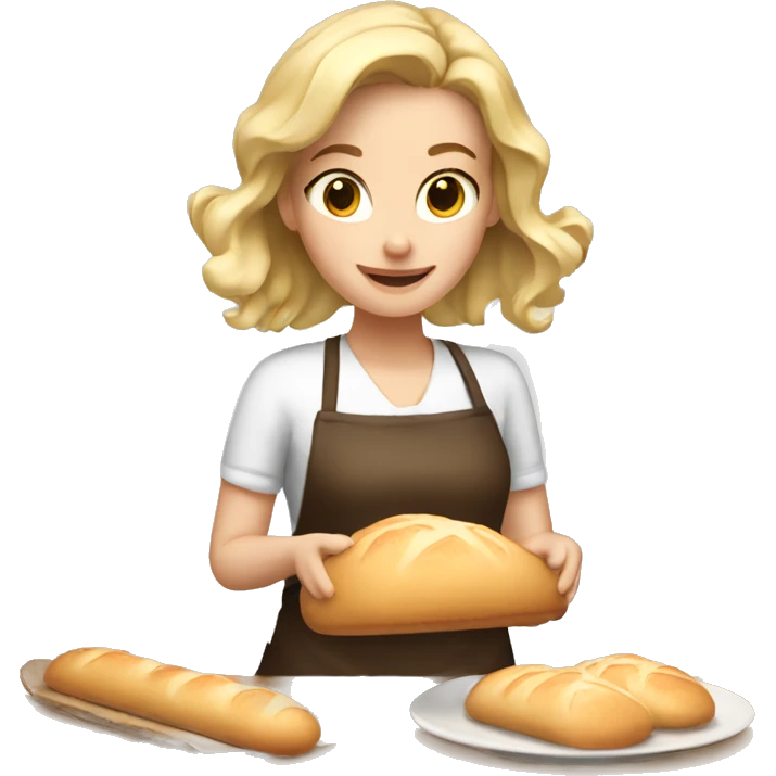Blonde girl baking bread emoji