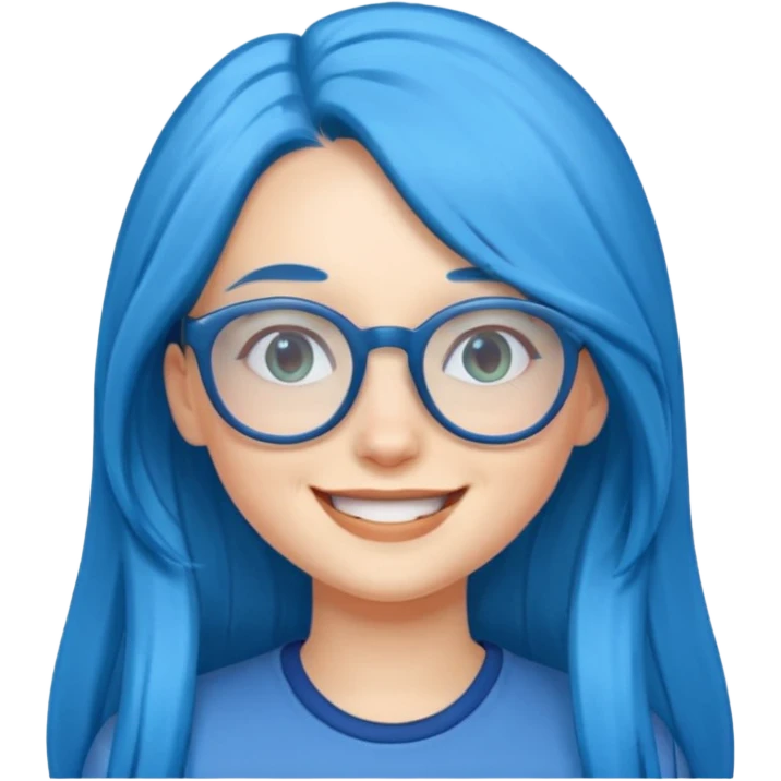 girl, long blue hair, glasses emoji