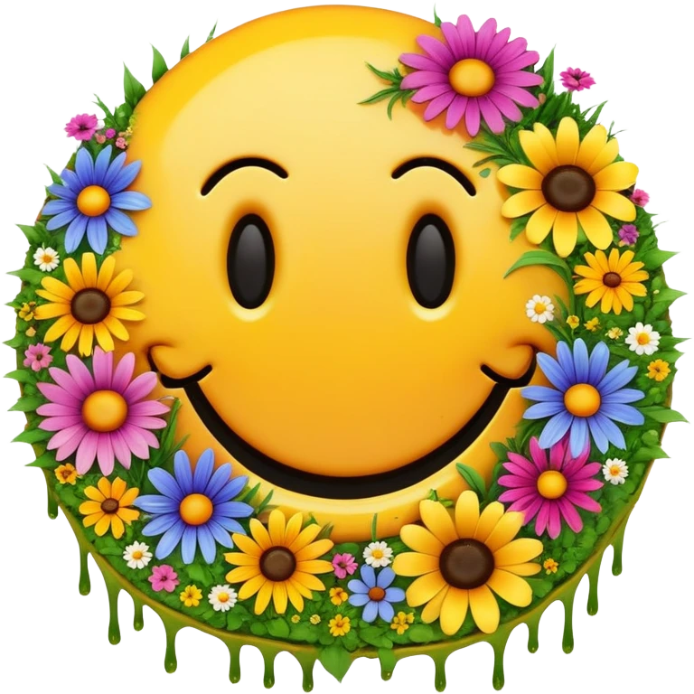 smiley melted garden flowers  emoji