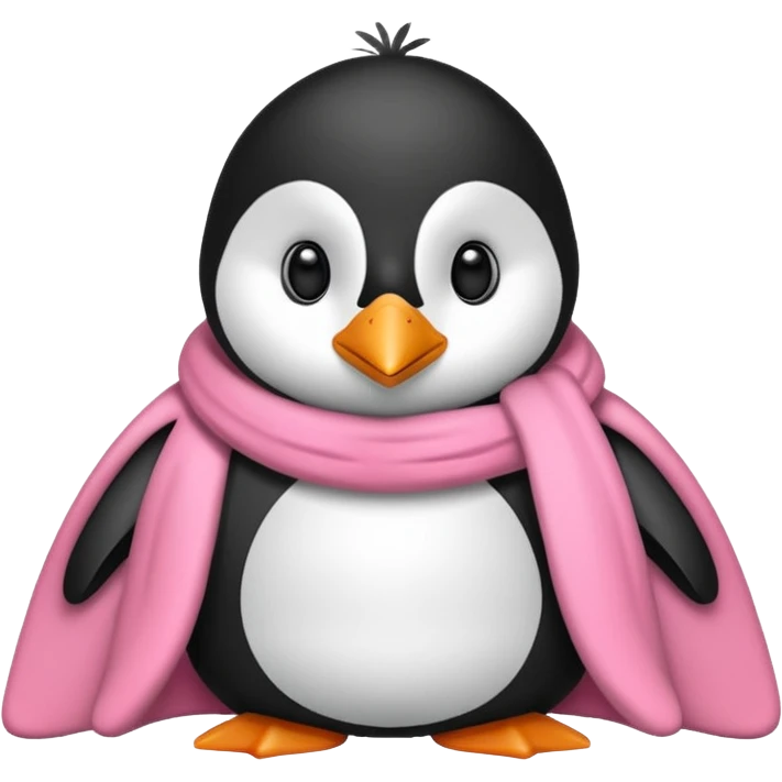 Ein Pinguin mit einer Kuschel Decke in Rosa der sich ein Kuschelt emoji