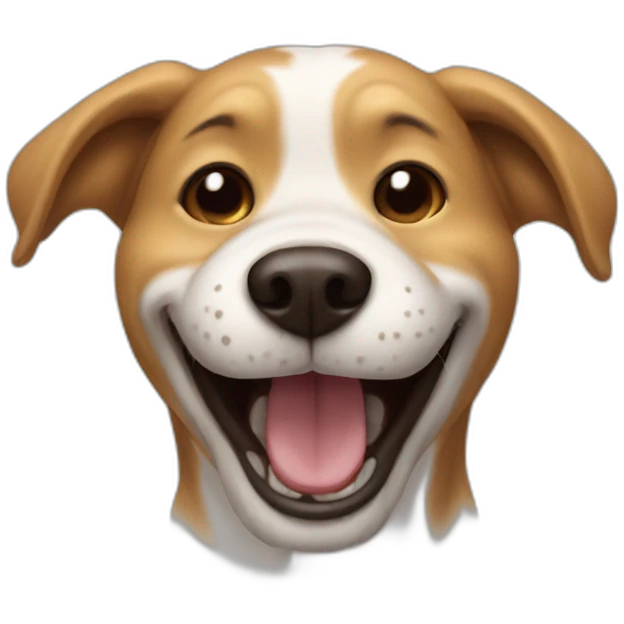 A photo of a laughing dog emoji