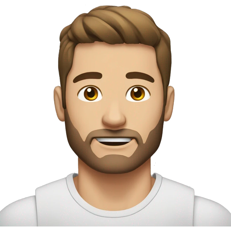 Guy with brown hair working out no facial hair and strong emoji