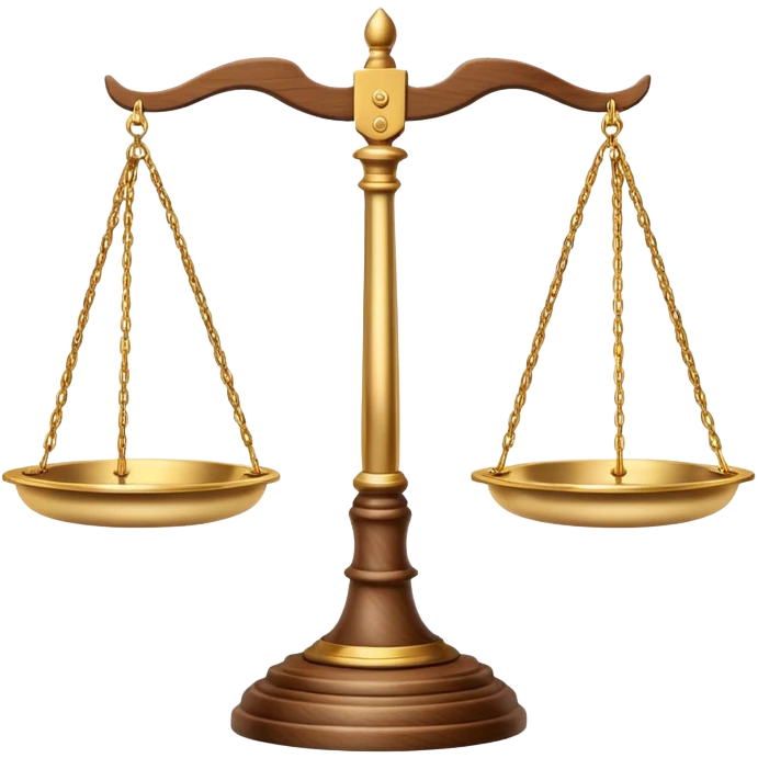 Scales of justice balanced with gavel emoji