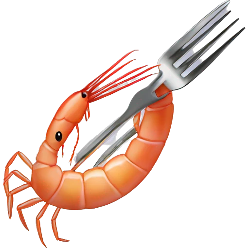 A fork piercing a shrimp emoji
