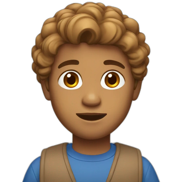 indian with light brown skin, uniqlo blue shirt, and wavy hair emoji