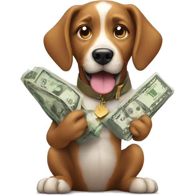 Dog holding money emoji