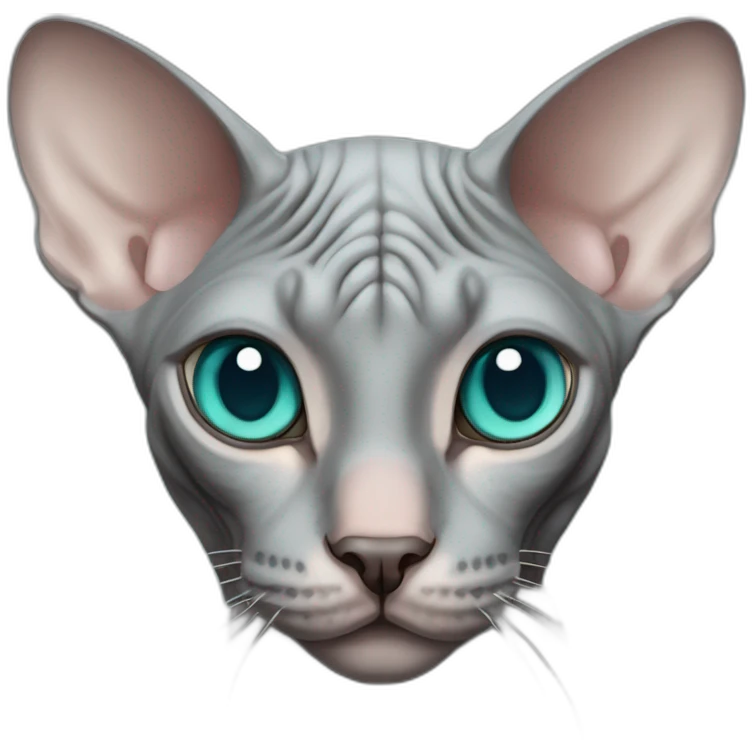 grey sphynx cat teal eyes emoji