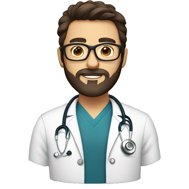 white doctor with dark hair glasses and brown beard emoji