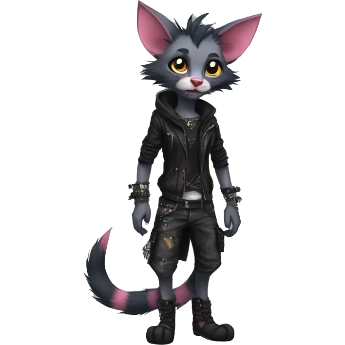 Anthro Punk Lykoi Full body emoji