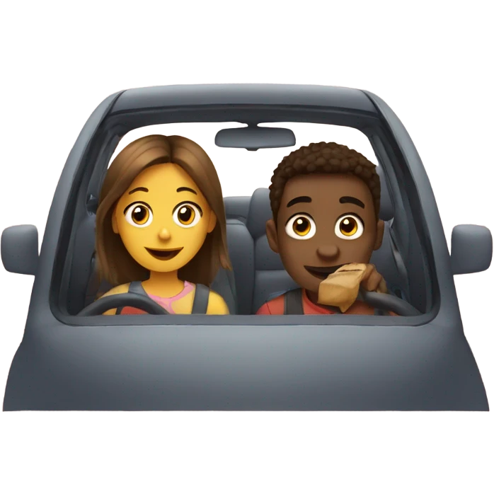 siblings on car ride emoji