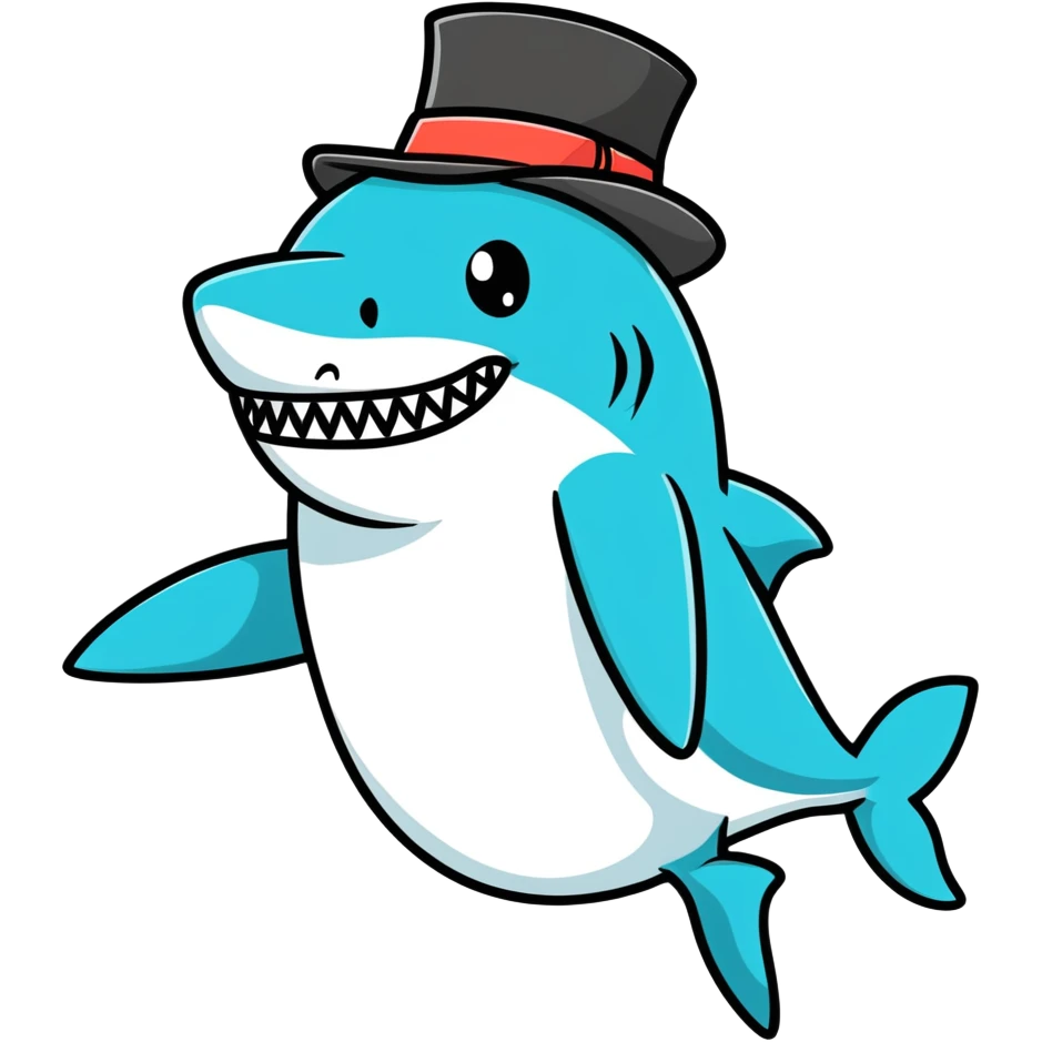 Shark with a top hat emoji