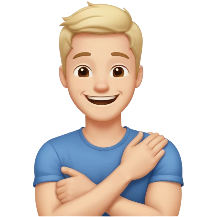 arms crossed holding neck laughing guy emoji
