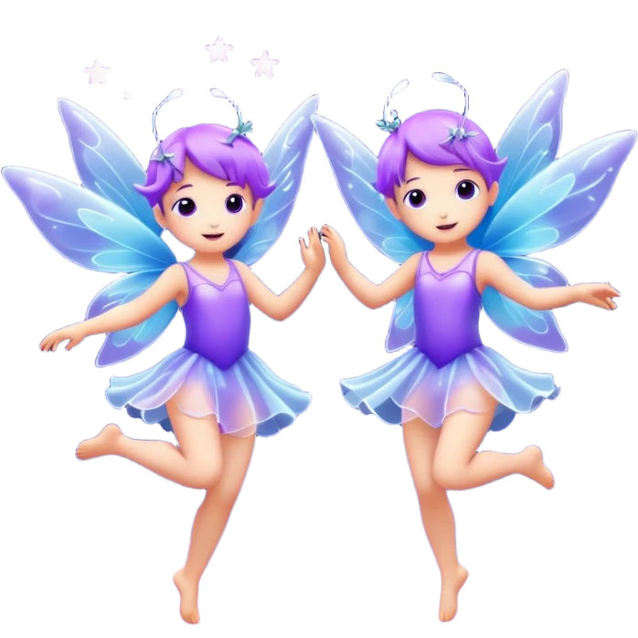 little purple fairies are dancing in the sky emoji