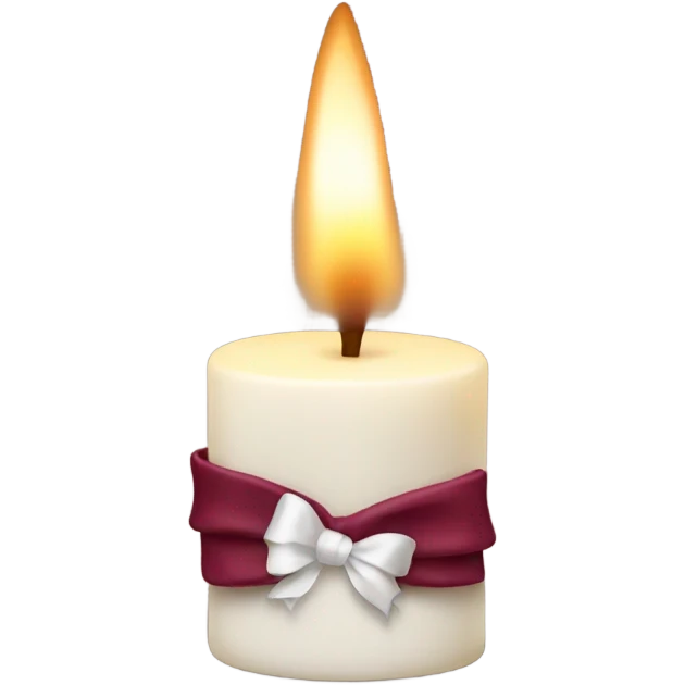 White candle with burgundy bow emoji