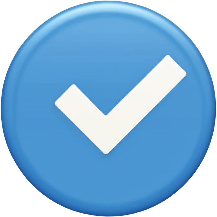 Circulo azul con una ✓ en el medio de color blanco  emoji