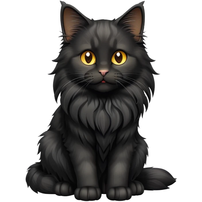 cinematic-cute black-maine-coon-cat-full-body-on all fours-emoji,-head-tilted-playfully-and-inquisitively,-sleek--black-fur,-simplified-yet-adorable-features,-highly-detailed,-glowing-with-a-warm,-friendly-glow -simplified-yet-realistic emoji