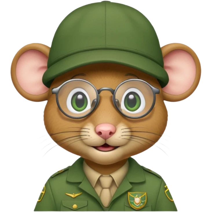 humaniod mice with a scout hat with glasses green uniform emoji