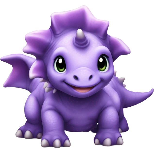 cute purple triceratops dino baby emoji