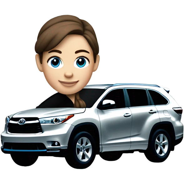 Girl with brown hair and blue eyes driving grey 2015 Toyota Highlander  emoji