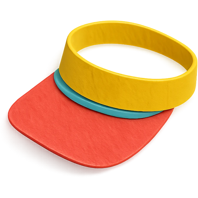 playful and bright sun visor on a white background in paper-craft style emoji