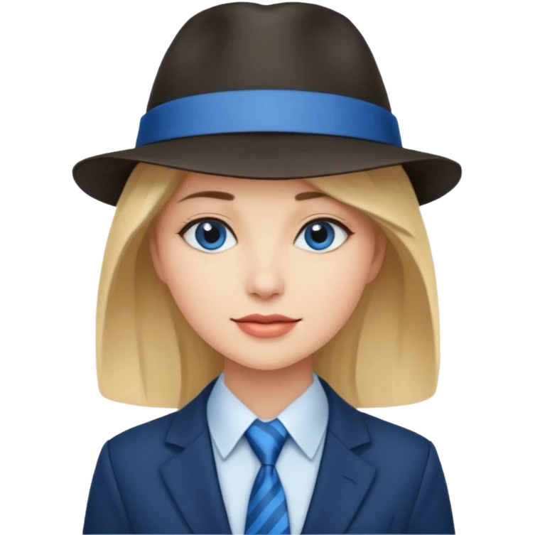 womwn with hat and blue ties emoji