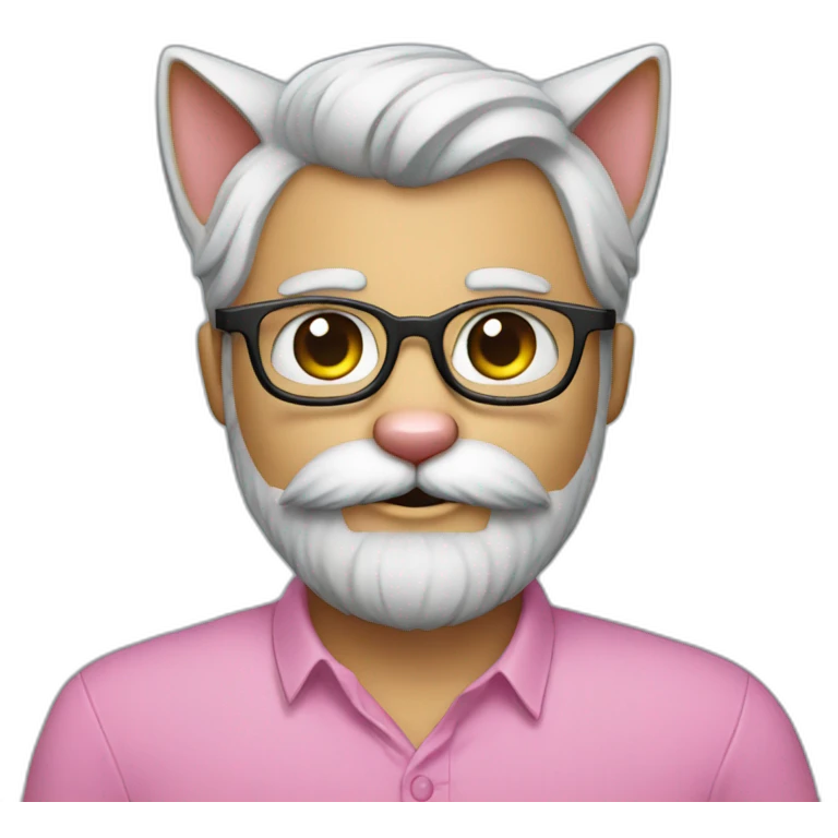 bearded cat man with glasses and pink shirt emoji