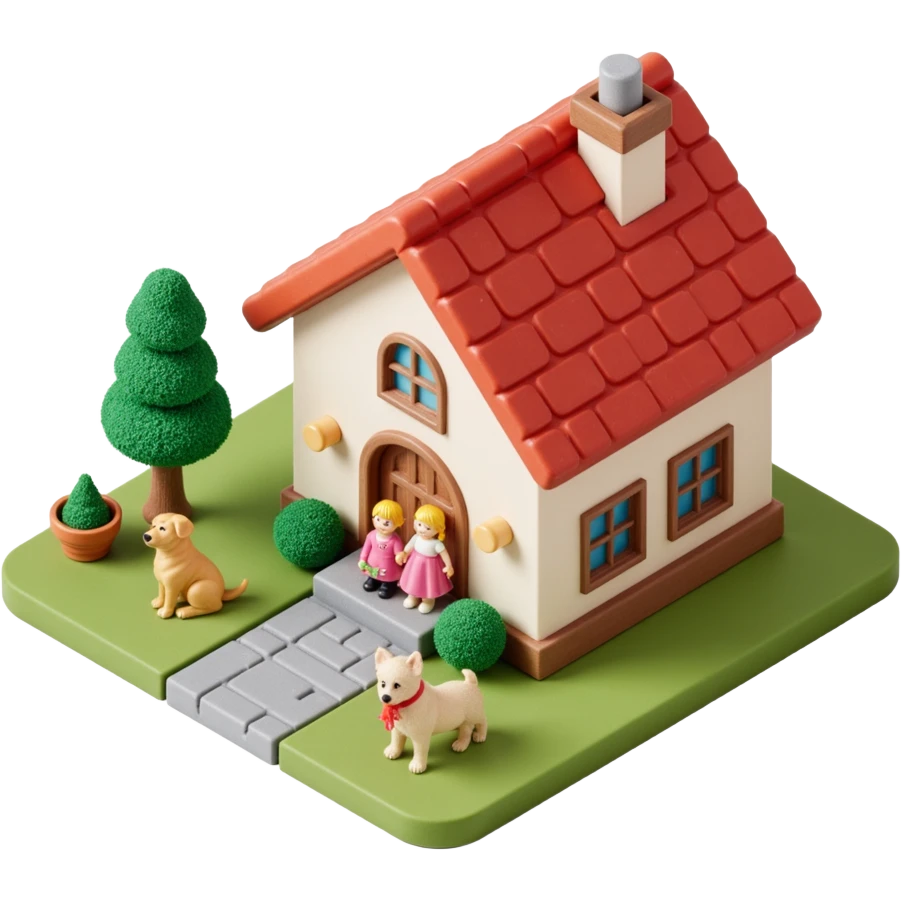 palace house with a family and pet emoji