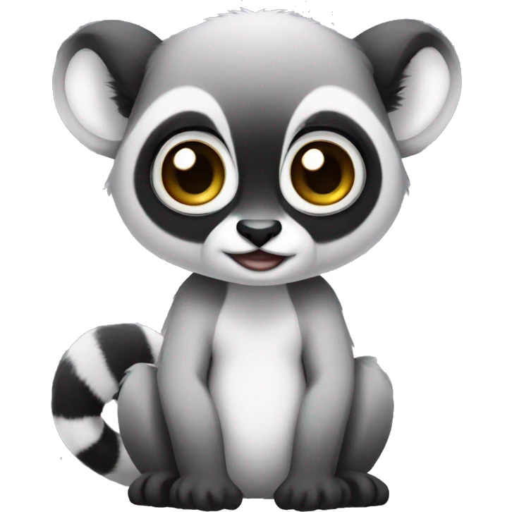 cute lemur with asian eyes emoji