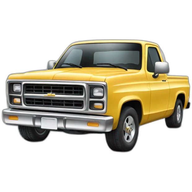Two pickup trucks one cylinder block emoji