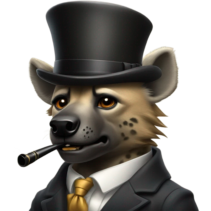 Male, muscular, hyena, smoking pipe, top hat, fancy, high class emoji