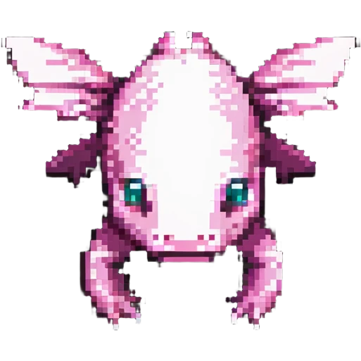 Minecraft axolotl with authentic blocky style and proportions, pixel art emoji