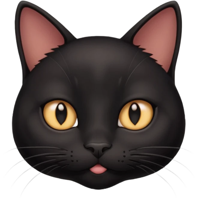 Black cute and funny cat with deep eyes and different emotions emoji
