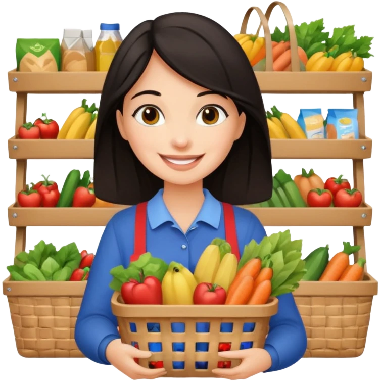 dark haired lady grocery shopping checkout emoji