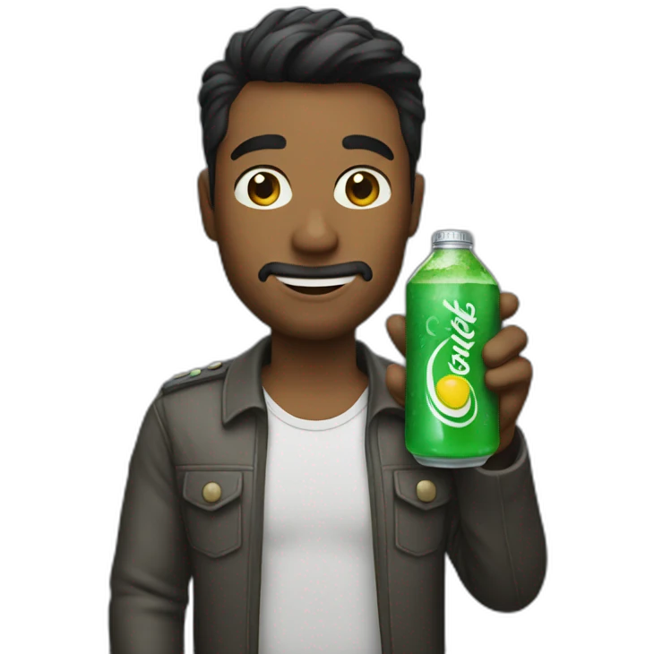 Man holding sprite emoji